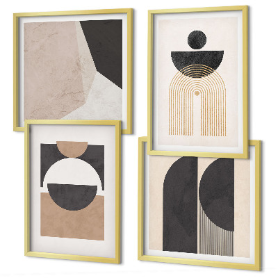 Composição de quadros Formas abstratas em tons de bege e marrom.