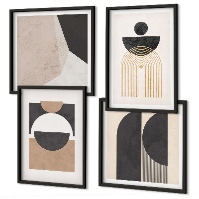 Composição de quadros Formas abstratas em tons de bege e marrom.