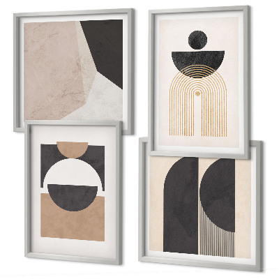 Composição de quadros Formas abstratas em tons de bege e marrom.