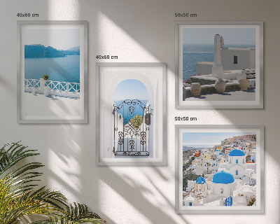 Políptico com moldura Edifícios do Mar Branco, Grécia