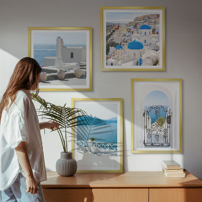 Políptico com moldura Edifícios do Mar Branco, Grécia