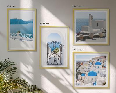 Políptico com moldura Edifícios do Mar Branco, Grécia