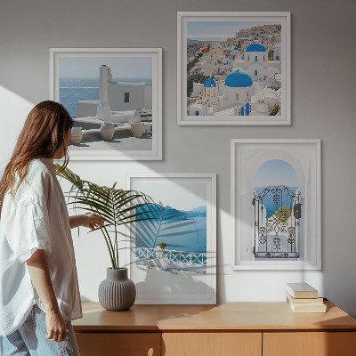 Políptico com moldura Edifícios do Mar Branco, Grécia