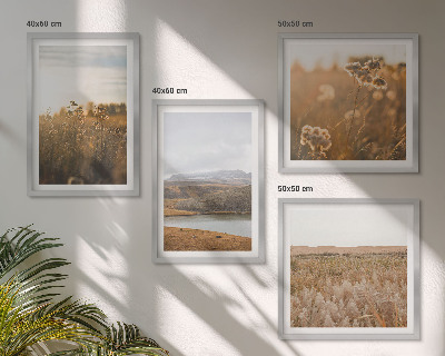 Conjunto de 4 quadros com moldura Paisagens, prados, montanhas, lago