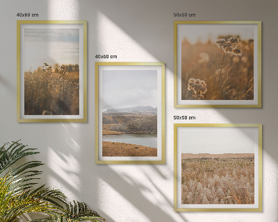 Conjunto de 4 quadros com moldura Paisagens, prados, montanhas, lago