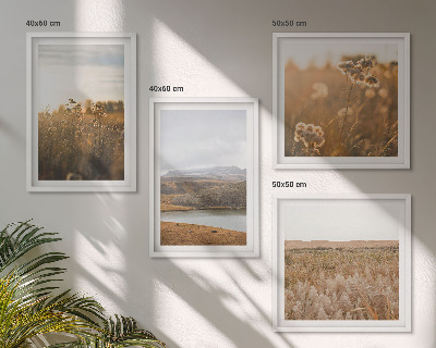 Conjunto de 4 quadros com moldura Paisagens, prados, montanhas, lago