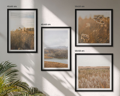 Conjunto de 4 quadros com moldura Paisagens, prados, montanhas, lago