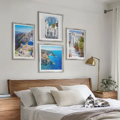 Composição de quadros tema arquitetura grega em Oia, Santorini