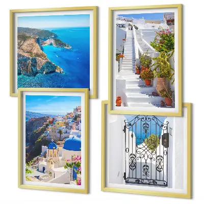 Composição de quadros tema arquitetura grega em Oia, Santorini