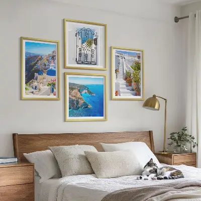 Composição de quadros tema arquitetura grega em Oia, Santorini