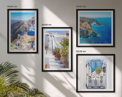 Composição de quadros Santorini, arquitetura grega, Oia