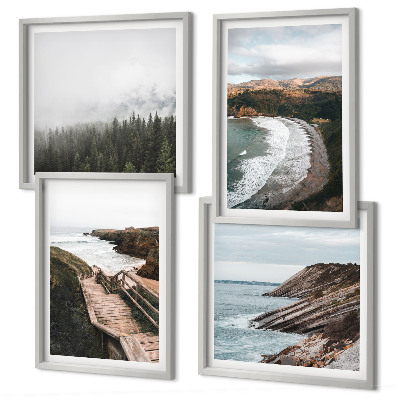 Políptico com moldura Vistas de penhascos, paisagens de praia