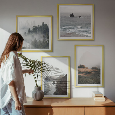 Composição de quadros Paisagens de montanhas e mar.