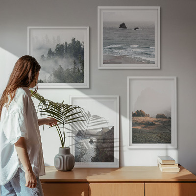 Composição de quadros Paisagens de montanhas e mar.