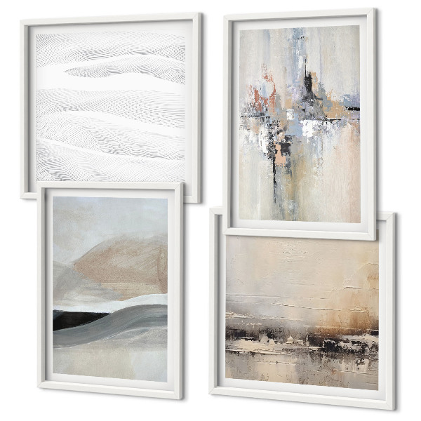 Conjunto de 4 quadros com moldura Padrões abstratos da Terra