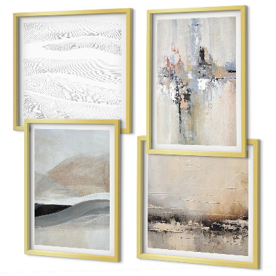 Conjunto de 4 quadros com moldura Padrões abstratos da Terra