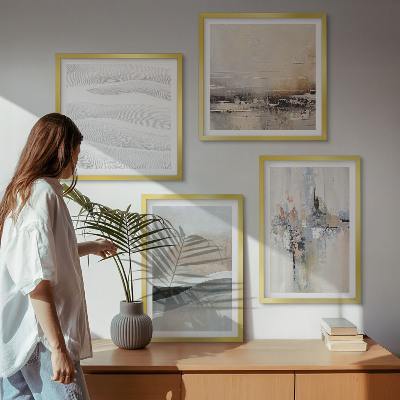Conjunto de 4 quadros com moldura Padrões abstratos da Terra