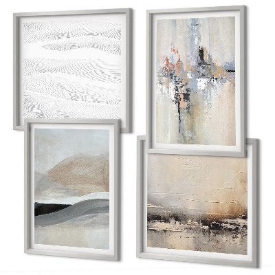 Conjunto de 4 quadros com moldura Padrões abstratos da Terra