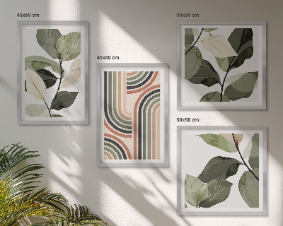 Políptico com moldura Motivos geométricos de plantas
