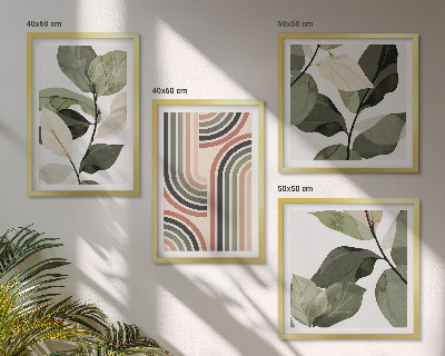 Políptico com moldura Motivos geométricos de plantas