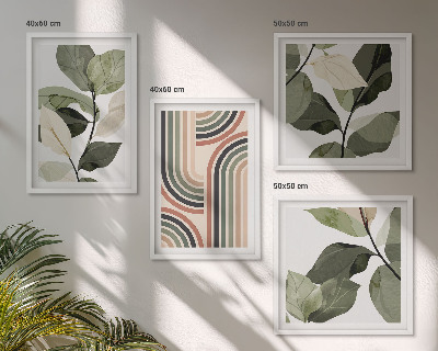 Políptico com moldura Motivos geométricos de plantas