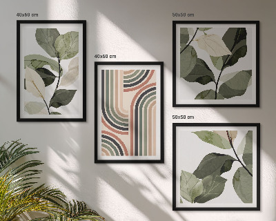 Políptico com moldura Motivos geométricos de plantas