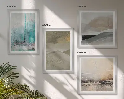 Composição de quadros com decorações abstratas pintadas