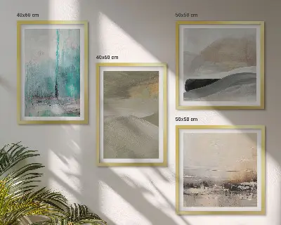 Composição de quadros com decorações abstratas pintadas
