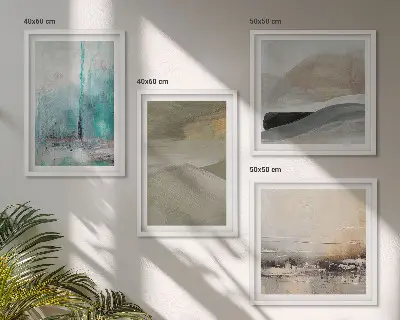 Composição de quadros com decorações abstratas pintadas