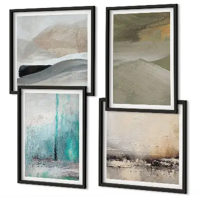 Composição de quadros com decorações abstratas pintadas