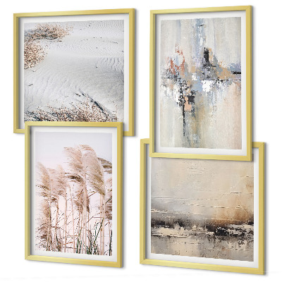 Conjunto de 4 quadros com moldura Padrões abstratos de vegetação