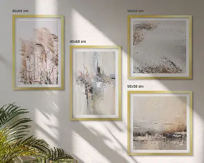Conjunto de 4 quadros com moldura com padrões abstratos de vegetação
