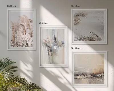 Conjunto de 4 quadros com moldura com padrões abstratos de vegetação