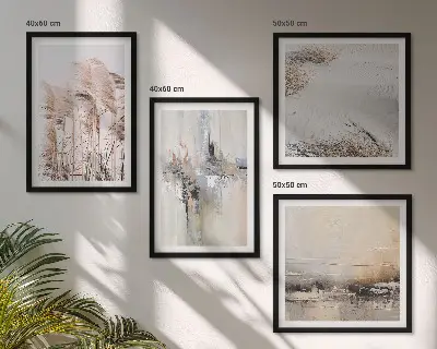 Conjunto de 4 quadros com moldura com padrões abstratos de vegetação