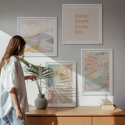 Políptico com moldura Padrões abstratos em tons pastel