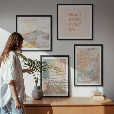 Políptico com moldura Padrões abstratos em tons pastel