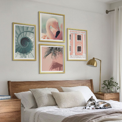 Políptico com moldura Padrões de arquitetura em tons pastel
