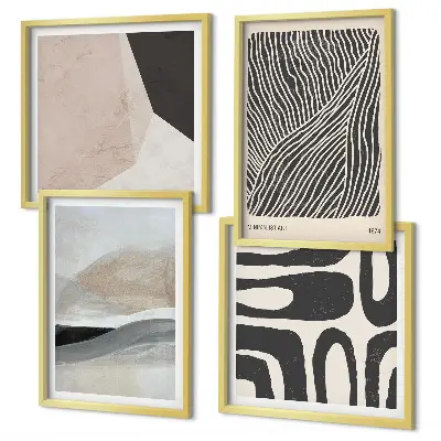Composição de quadros com estampas abstratas de decoração estilo boho