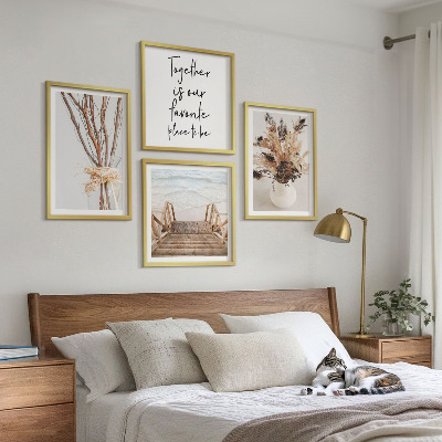 Conjunto de 4 quadros com moldura Flores, galhos, minimalismo, natureza