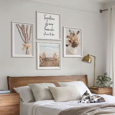 Conjunto de 4 quadros com moldura Flores, galhos, minimalismo, natureza