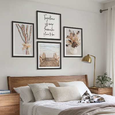 Conjunto de 4 quadros com moldura Flores, galhos, minimalismo, natureza