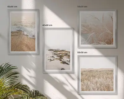 Composição de quadros com ondas da praia, pedras e verão
