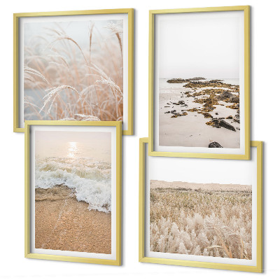 Composição de quadros Ondas da praia, pedras, verão