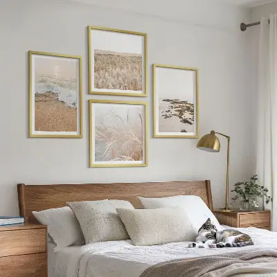 Composição de quadros com ondas da praia, pedras e verão