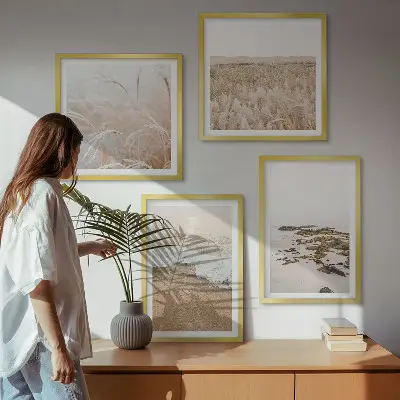 Composição de quadros com ondas da praia, pedras e verão