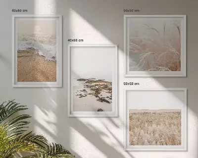 Composição de quadros com ondas da praia, pedras e verão