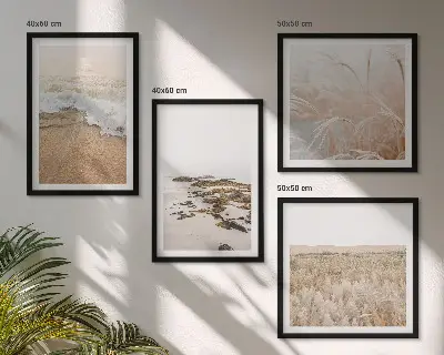 Composição de quadros com ondas da praia, pedras e verão