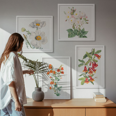Composição de quadros Pintura floral retrô