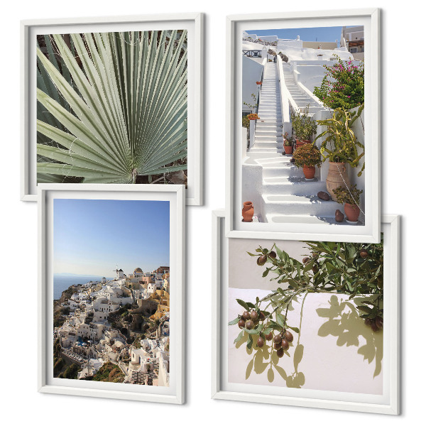 Composição de quadros Escadaria branca com vista para Santorini