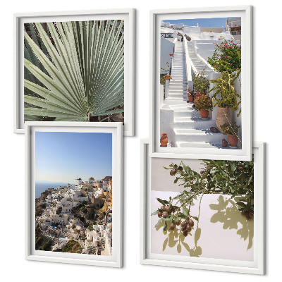 Composição de quadros Escadaria branca com vista para Santorini
